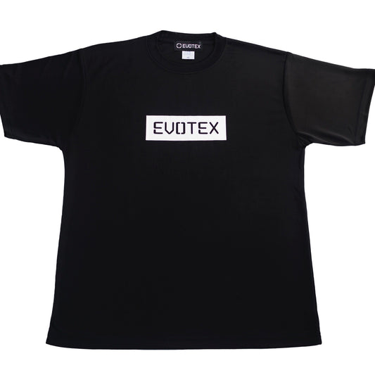 EVOTEX 快適テックTシャツ BOXロゴ 半袖 ブラック×ホワイト E-005