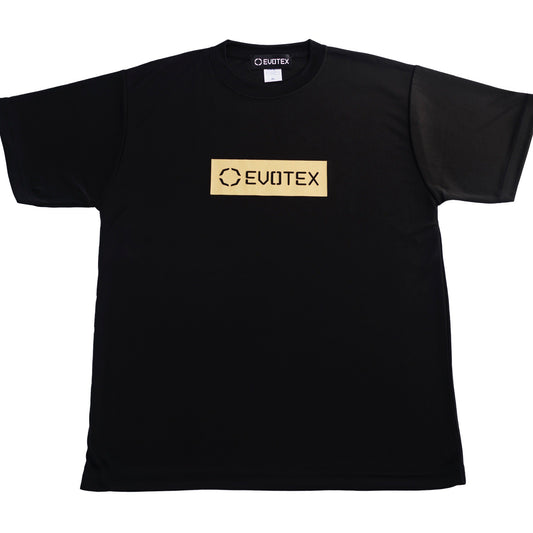EVOTEX 快適テックTシャツ BOXロゴ 半袖 ブラック×ゴールド E-006