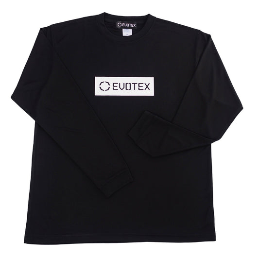 EVOTEX 快適テックTシャツ BOXロゴ ロンT ブラック×ホワイト E-007