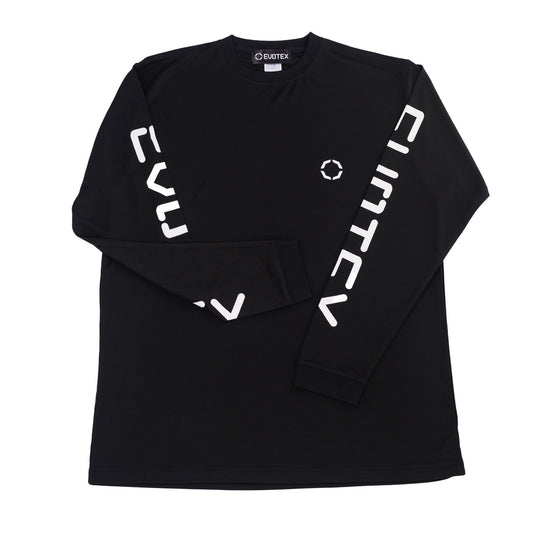 EVOTEX 快適テックTシャツ アームロゴ ロンT ブラック E-008