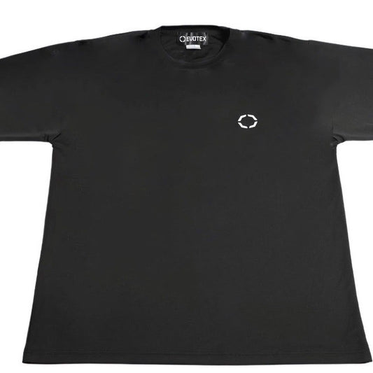 EVOTEX 快適テックTシャツ ワンポイントロゴ 半袖 ブラック E-009