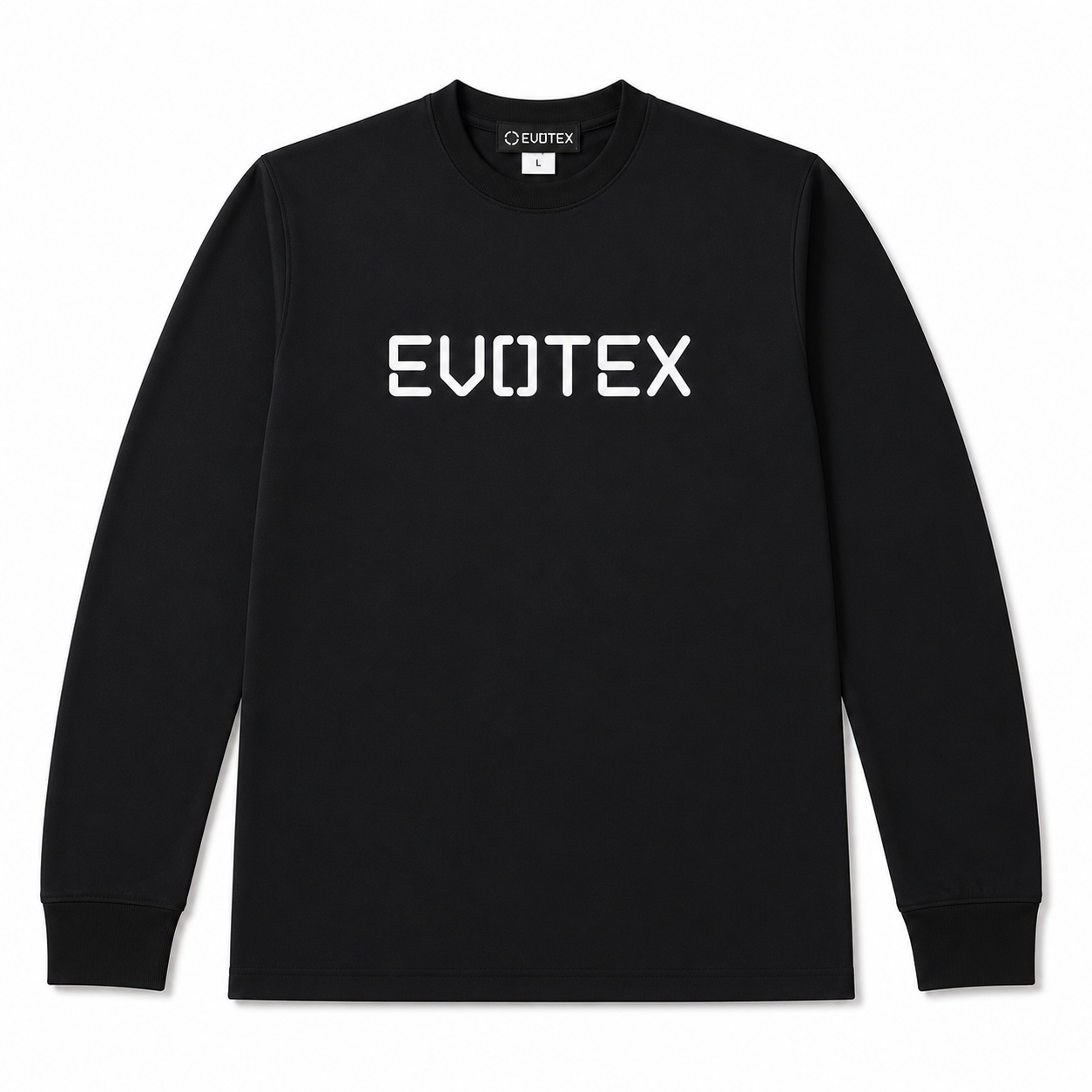 EVOTEX 快適テックTシャツ フラッグシップロゴ ロンT ブラック×ホワイト E-020