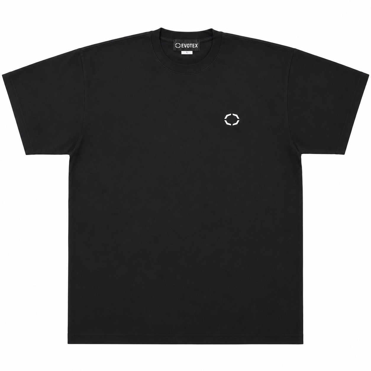 EVOTEX 快適テックTシャツ ワンポイントロゴ 半袖 ブラック E-009