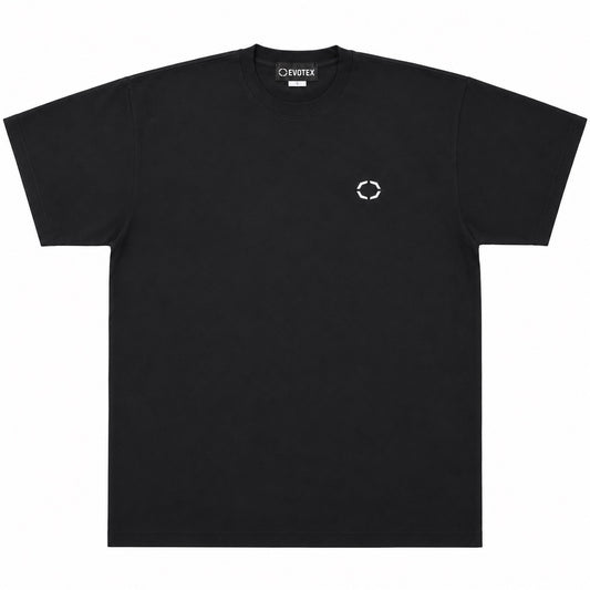 EVOTEX 快適テックTシャツ ワンポイントロゴ 半袖 ブラック E-009