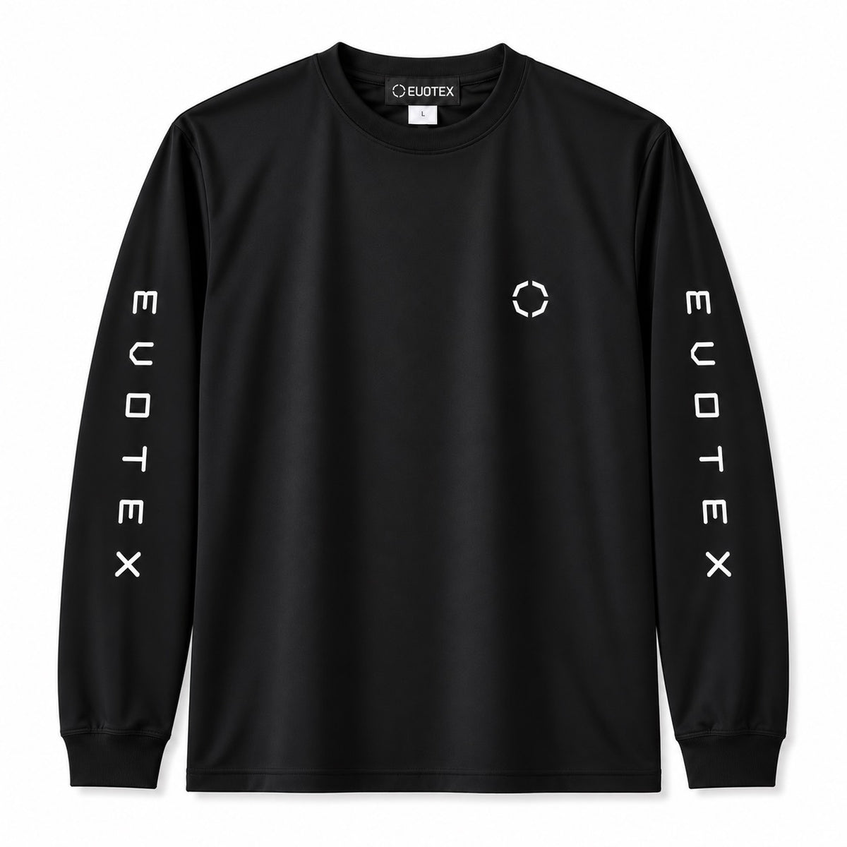 快適テックTシャツ アームロゴ ロンT ブラック×ホワイト E-021