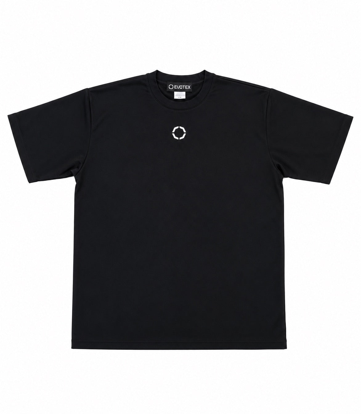 EVOTEX 快適テックTシャツ センターロゴ 半袖 ブラック×ホワイト E-011