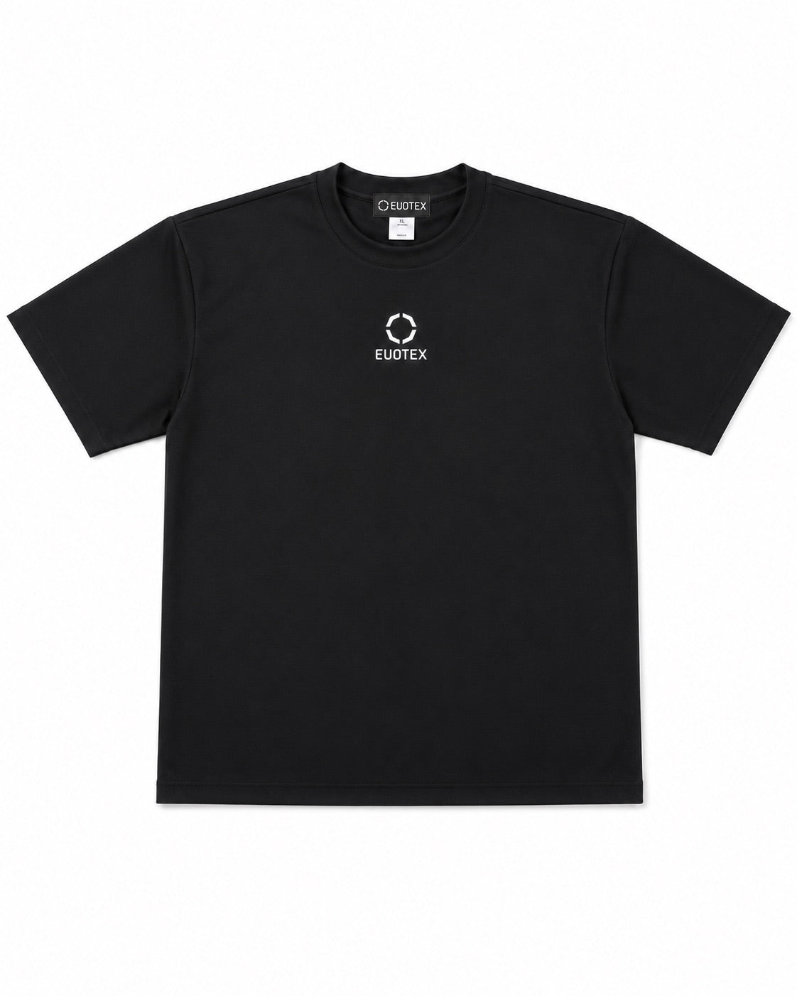 EVOTEX 快適テックTシャツ センターロゴ2 半袖 ブラック×ホワイト E-012