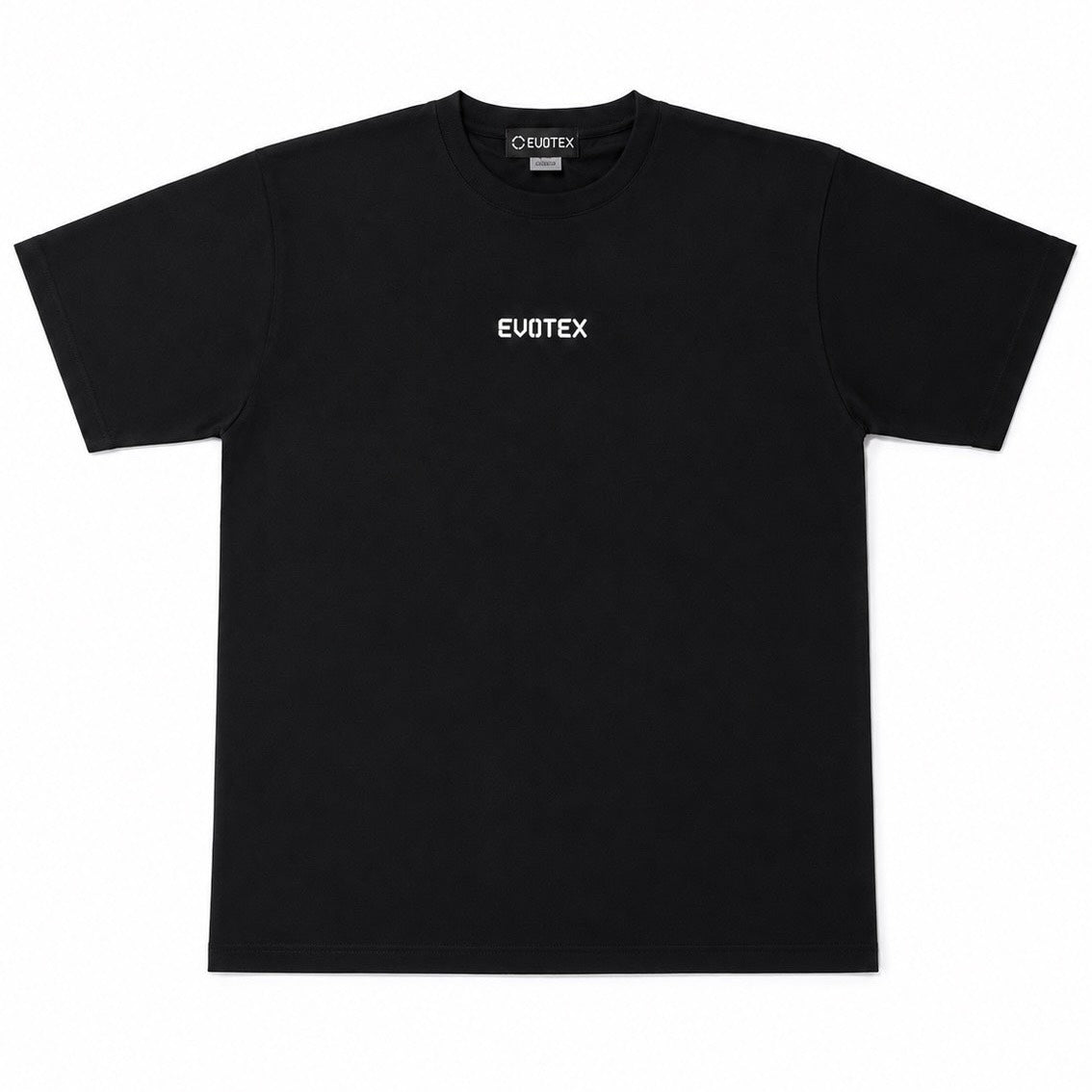快適テックTシャツ 3Dプリントロゴ 半袖 ブラック×ホワイト E-019