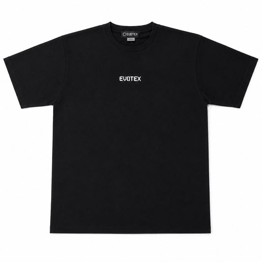 快適テックTシャツ 3Dプリントロゴ 半袖 ブラック×ホワイト E-019