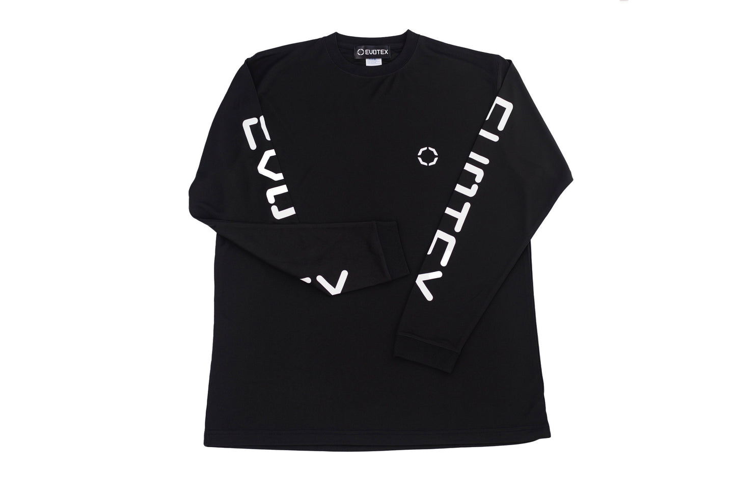 EVOTEX 快適テックTシャツ アームロゴ ロンT ブラック E-008