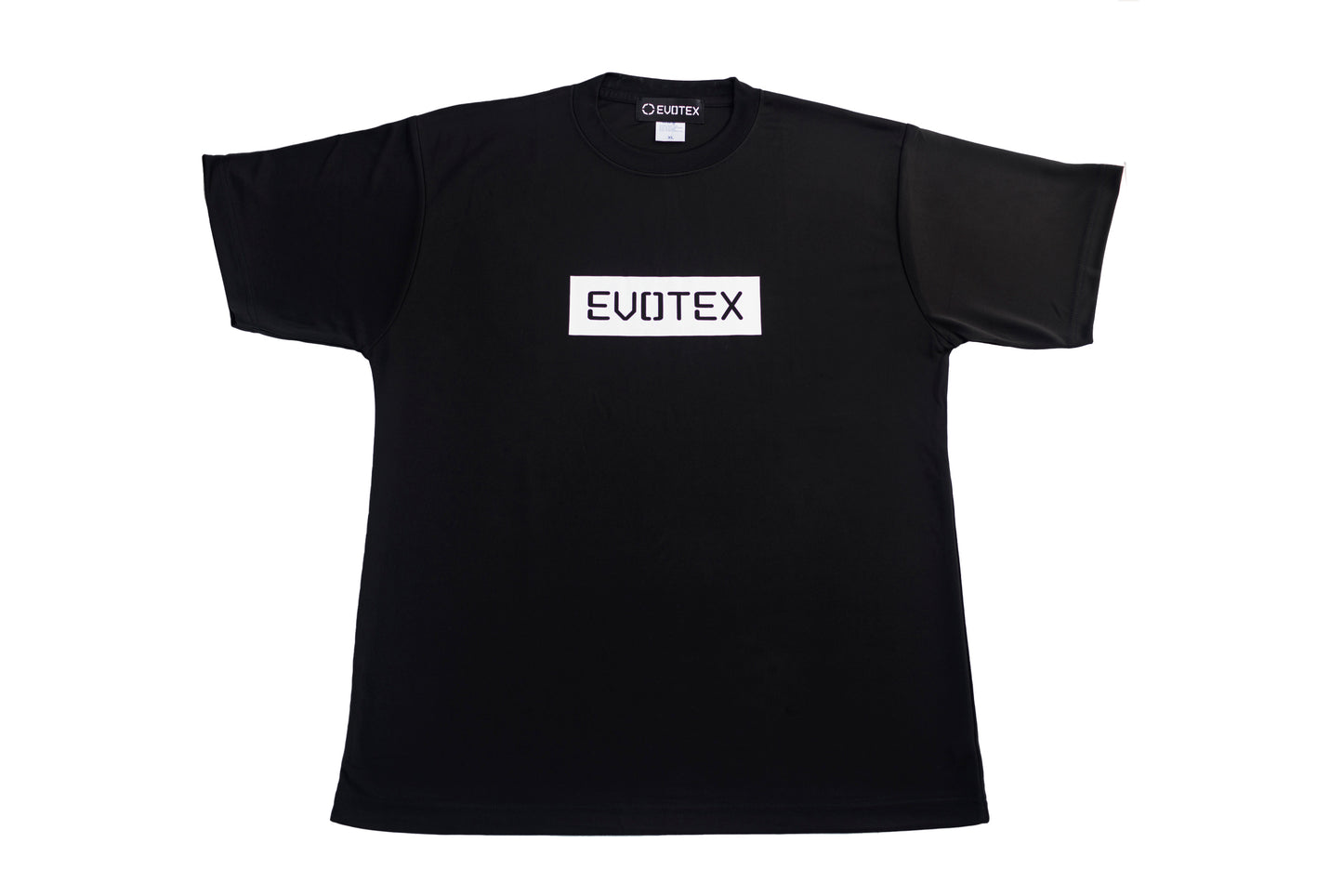 EVOTEX 快適テックTシャツ ホワイトBOXロゴ 半袖 ブラック E-005