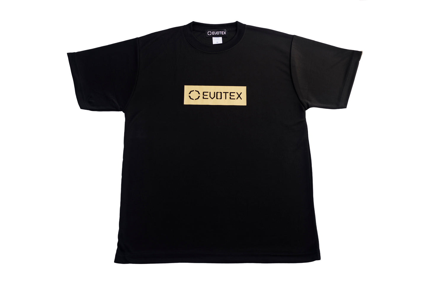 EVOTEX 快適テックTシャツ ゴールドBOXロゴ 半袖 ブラック E-006